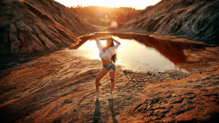 Elina karimova bikini rocky beach - a woman in a bikini free wallpaper for desktop