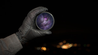 Hand holding galaxy holography astrophotography - in the dark free wallpaper