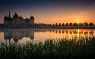 Lake sunset clocktower landscape berndfasching - a clock tower in the background free wallpaper for desktop