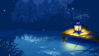 Lantern dock night stars moon - a lantern free wallpaper for desktop