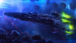 Space ship rocks planets brightlights - a space ship free wallpaper