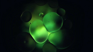 Glowing green bubbles holography microscopic - surface free wallpaper for desktop