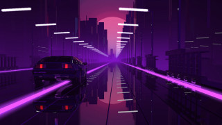 Car neon cityscape retrofuturism synthwave - a pink light free wallpaper