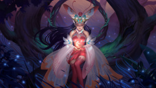 Woman red dress light up - global free wallpaper