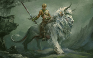 Man whitelion sword demon epicfantasy - epic fantasy character art free wallpaper