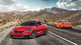 Desert mountains cars clouds sky - two car free wallpaper