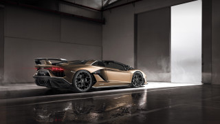 Gold sports car garage doors - side profile free wallpaper