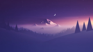 Night mountain trees moon purple - a purple hue free wallpaper