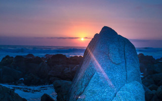 Large rock beach ocean sunset 2 - top of a beach next free wallpaper