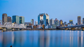 City skyline bridge river nightscape - a bridge crossing over free wallpaper for desktop