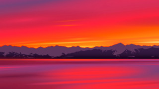 Sunset lake mountains red sky - brazier free wallpaper for desktop
