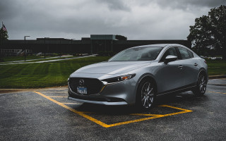 Silver car parking lot cloudy 2 - clean line free wallpaper