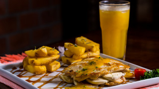 Food potatoes orange juice table - food photography free wallpaper