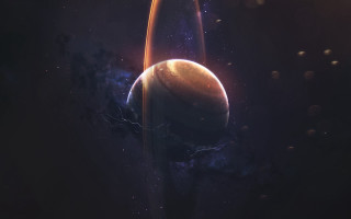 Space planet star lightning aurora - a planet and a star in the background free wallpaper