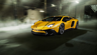 Yellow sports car night fog 4 - a yellow sports car free wallpaper for desktop