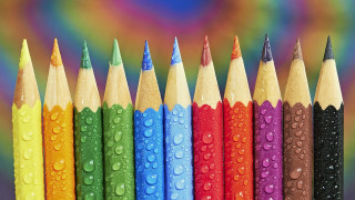 Colored pencils water drops multicolored - background behind them free wallpaper
