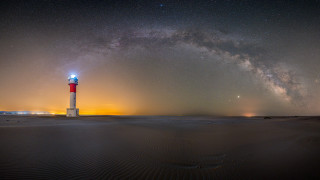 Lighthouse desert starry sky aurora - a sky full free wallpaper for desktop