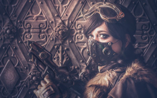 Gas mask woman steampunk gun - a gas mask free wallpaper