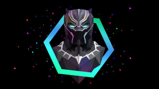 Black panther geometric blue eyes - a geometric design free wallpaper for desktop