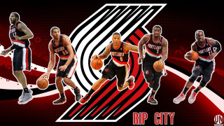 Basketball players graphic red black - a graphic style free wallpaper