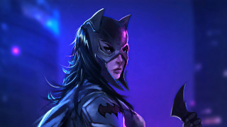 Woman costume bat night city - a dark city free wallpaper