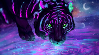 Tiger green eyes water moon - a moon free wallpaper for desktop