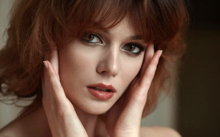 Eszter mattioni red hair blue 2 - her cheek free wallpaper for desktop