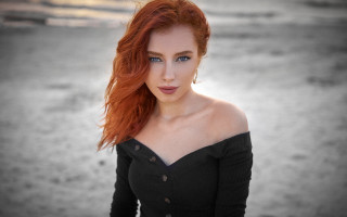 Redhair blueeyes offshoulder outdoor portrait - elina karimova free wallpaper for desktop