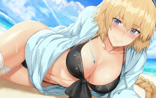 Beach woman bikini blue sky - her waist free wallpaper