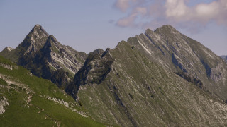 Mountain range clouds trees river - ada hill walker free wallpaper