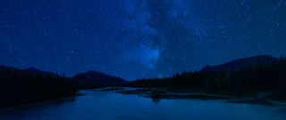 River mountain night starry sky - bruce munro free wallpaper