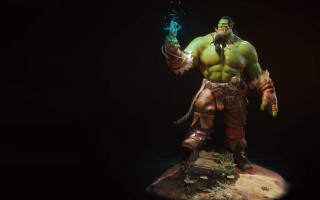 Green skin man statue sword - new sculpture free wallpaper