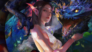 Woman dragon elf fantasy art - stanley artgerm lau free wallpaper for desktop