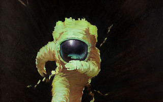 Astronaut yellow suit black outline - a yellow suit free wallpaper