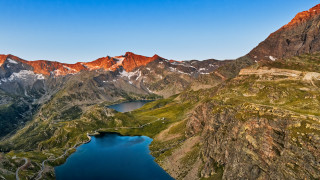 Mountain lake road fantasy sky - a lake in the middle of it free wallpaper