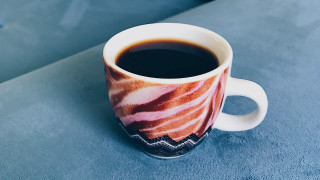 Coffee cup blue tablecloth cloisonnism - vibrant free wallpaper