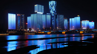 City skyline bridge river night 11 - cui bai free wallpaper