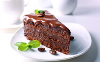 Chocolate cake coffee mint rococo - a piece of chocolate cake free wallpaper