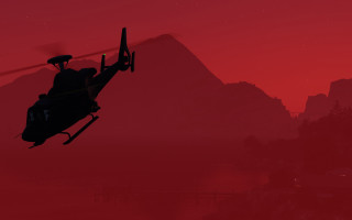Helicopter mountain red sky ceramic - dramatic cinematic lighting free wallpaper