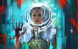 Woman space suit air bubble - adrian ghenie free wallpaper