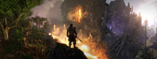 Man cliff fantasy sword fire - cryengine free wallpaper