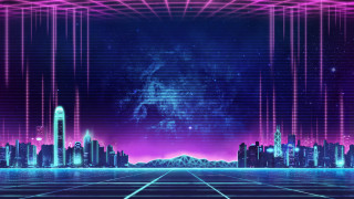 Futuristic city neon lights neon - retrowave free wallpaper