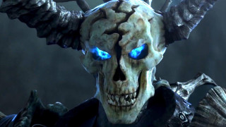 Demonic blue eyes horns head - vanita free wallpaper