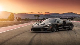 Black sports car race track 10 - the background and a sun setting free wallpaper