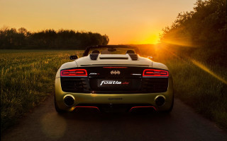 Yellow sports car sunset forest - the back free wallpaper