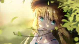 Blonde girl forest leaves neo - a detailed drawing free wallpaper