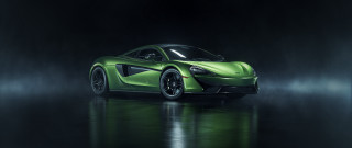 Green sports car fog dark 2 - fog free wallpaper
