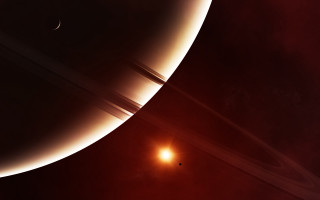 Saturn space view bright light - a distant object in the foreground free wallpaper