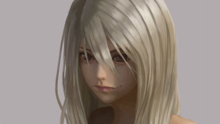 Blonde woman white dress sad - shaded free wallpaper