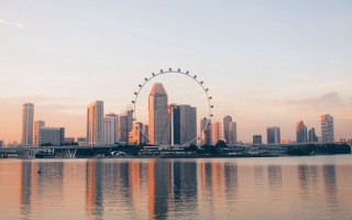Ferris wheel water city sunset - a ferris wheel free wallpaper